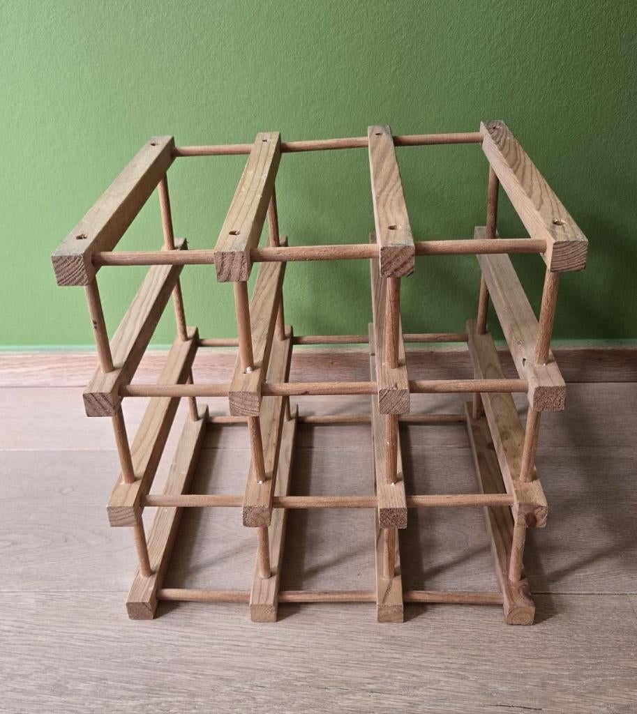 Vintage houten wijnrek, Ophalen, 5 tot 15 flessen, Zo goed als nieuw, Minder dan 50 cm