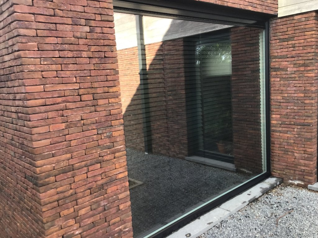 Groot vast raam in zwart PVC - 2,52 m B x 2,18 m H, Doe-het-zelf en Bouw, Ophalen, Zo goed als nieuw, Gevelraam of Ruit, Dubbelglas