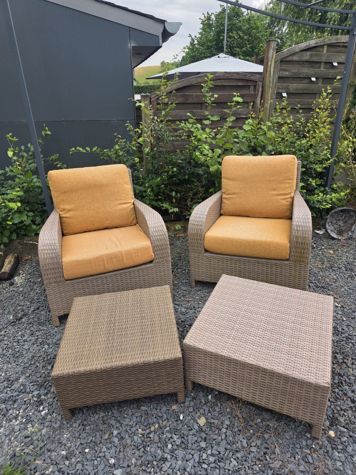 Tuin- en terrassets, Bijzettafel, Zo goed als nieuw, Wicker, Tuinset
