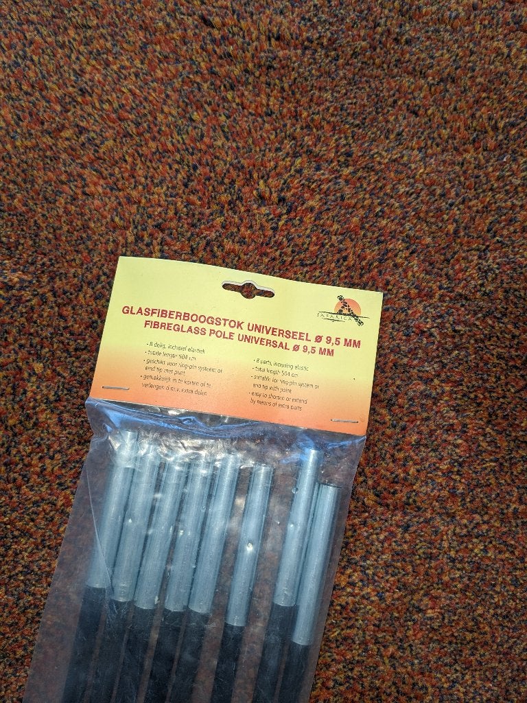Safarica boogstokken glasfiber 9.5mm 8delig, Ophalen, Nieuw