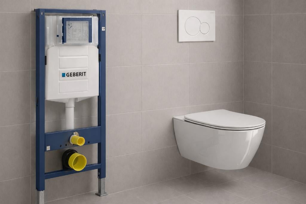 Geberit up320 + Wc + drukplaat sigma01 ACTIE !!, Doe-het-zelf en Bouw, Sanitair, Ophalen, Nieuw, Toilet