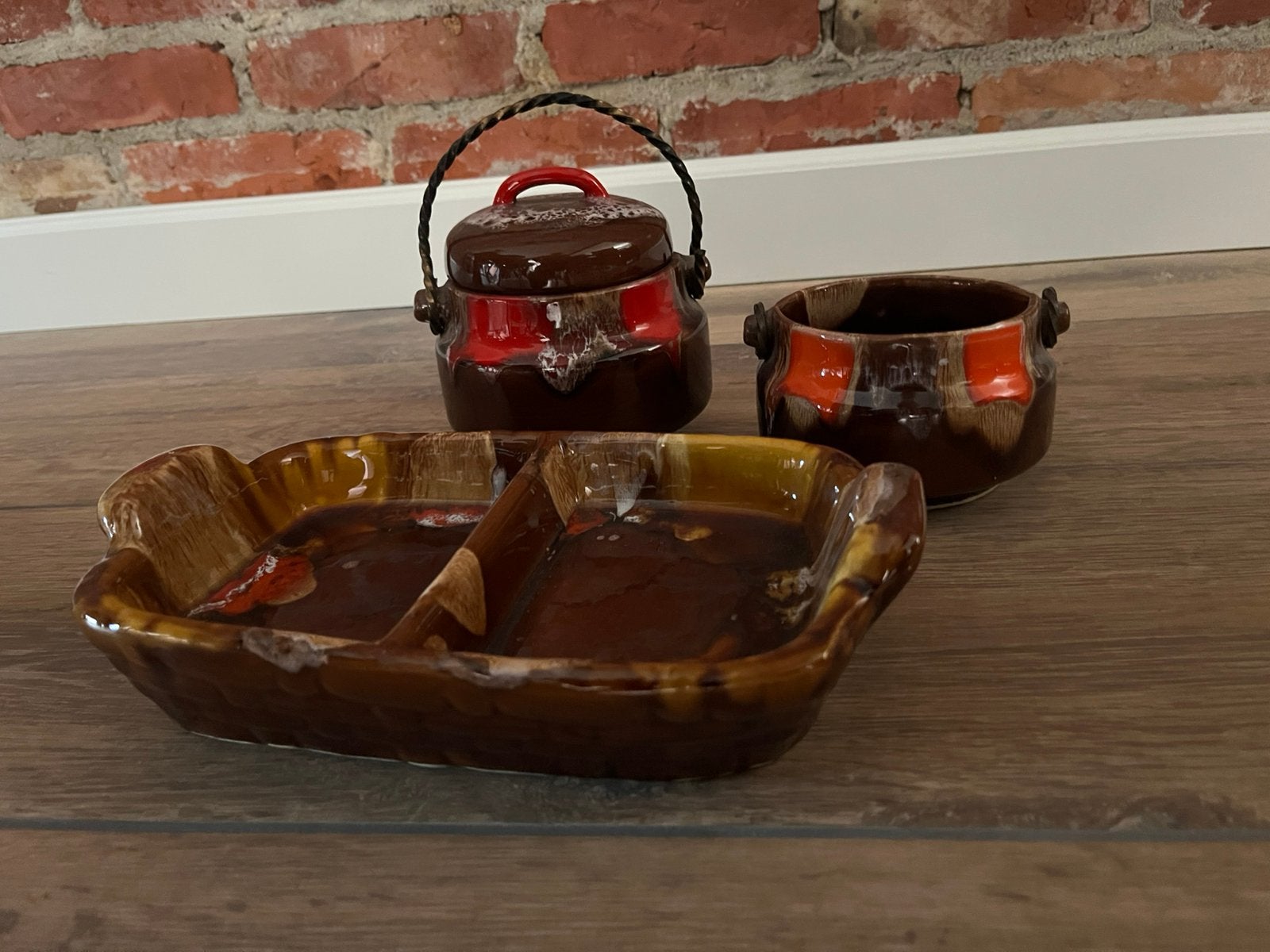 Vintage keramische set: schaal en potje met deksel, Ophalen of Verzenden