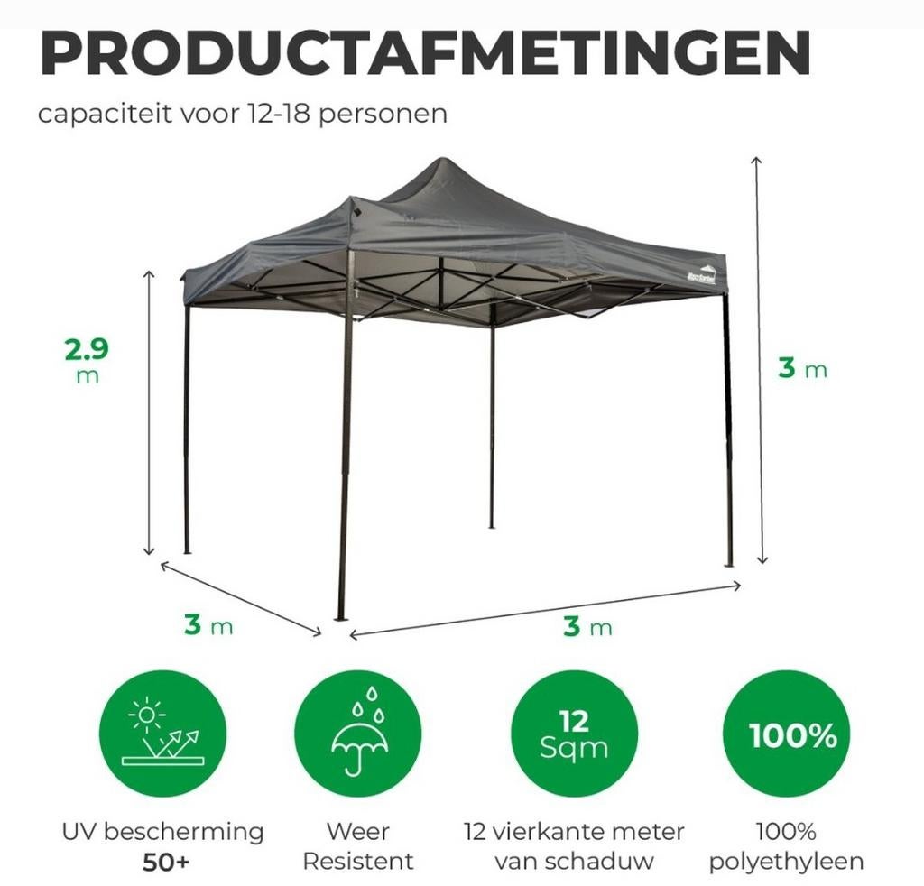 Te huur: Easy-Up partytent 3x3m, Tuin en Terras, Partytenten, Ophalen, Partytent