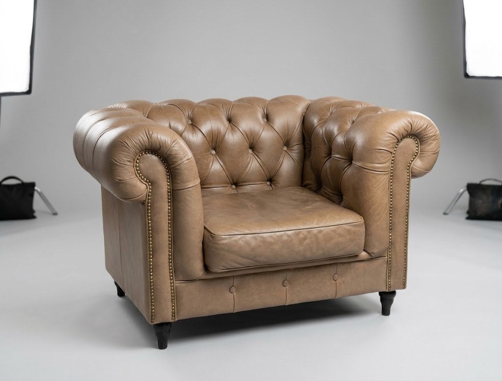 Magnifique Fauteuil CHESTERFIELD XL CUIR LIVRAISON GRATUITE, Maison & Meubles, Enlèvement, Comme neuf, Cuir