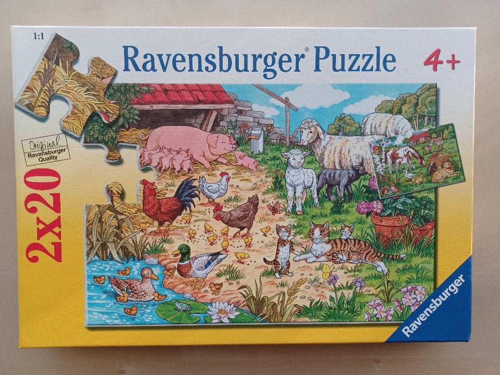 Puzzel Boerderijdieren 2 x 20 stukjes, Kinderen en Baby's, Ophalen of Verzenden, 10 tot 50 stukjes, Zo goed als nieuw, 4 tot 6 jaar