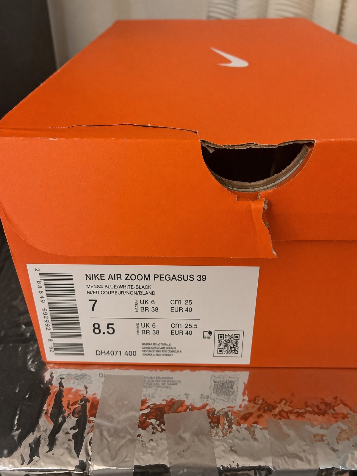 Nike Air Zoom Pegasus 39- Bleu/Blanc/Noir taille EU40, Neuf, Course à pied, Chaussures de course à pied, Enlèvement ou Envoi