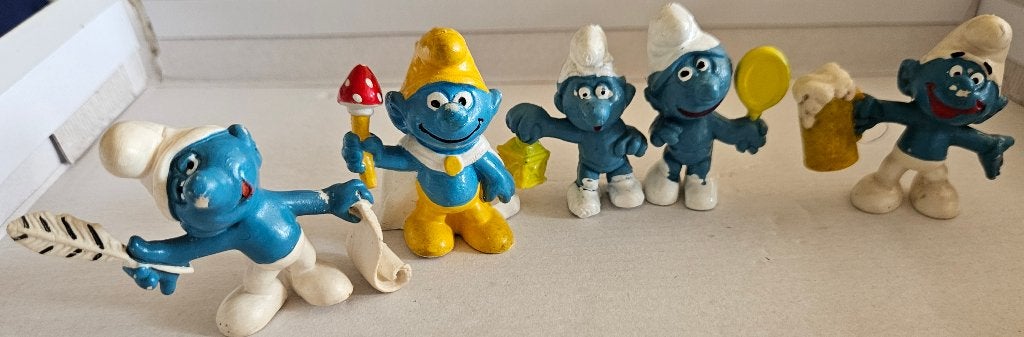5 schtroumpfs, Collections, Schtroumpfs, Enlèvement ou Envoi, Utilisé, Différents Schtroumpfs, Poupée, Figurine ou Peluche