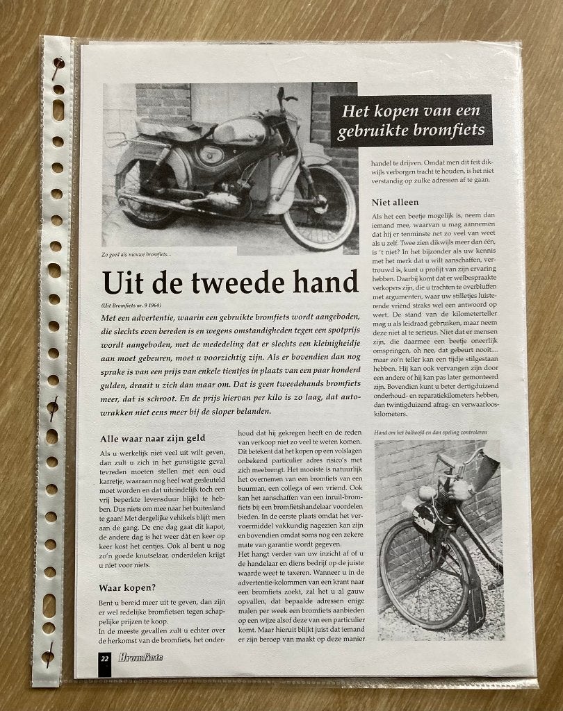 Map met documentatie het kopen van een gebruikte bromfiets, Fietsen en Brommers, Handleidingen en Instructieboekjes, Verzenden