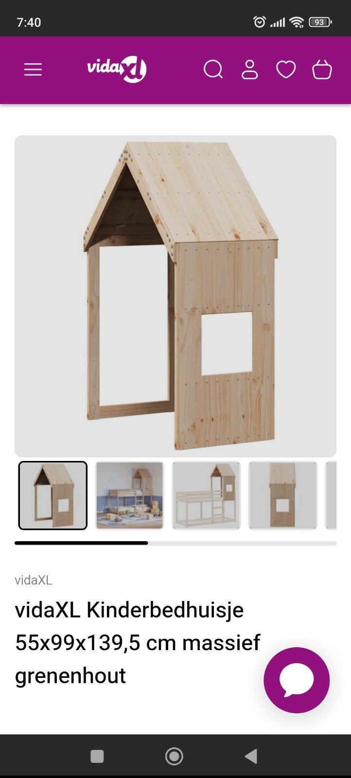 Bed huisje VidaXL, Kinderen en Baby's, Ophalen, Zo goed als nieuw