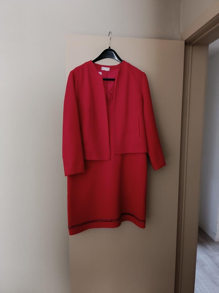 Mooi lente ensemble van CASSIS maat 42/44, Kleding | Dames, Jurken, Zo goed als nieuw, Maat 42/44 (L), Rood, Ophalen of Verzenden