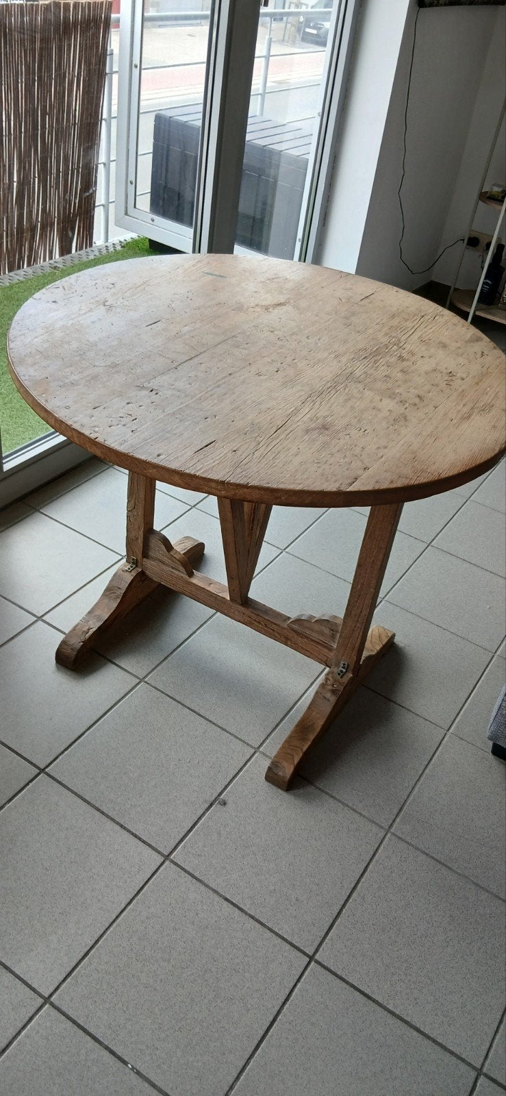 houten eettafel met 4 stoelen, Huis en Inrichting, Tafels | Eettafels, Ophalen, Gebruikt, Vier personen, Rond