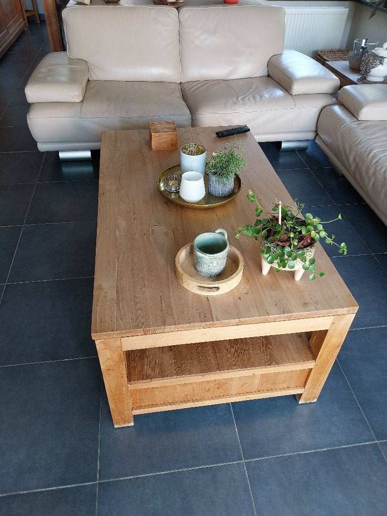 Salontafel teak, Ophalen, Zo goed als nieuw, Rechthoekig, Teakhout
