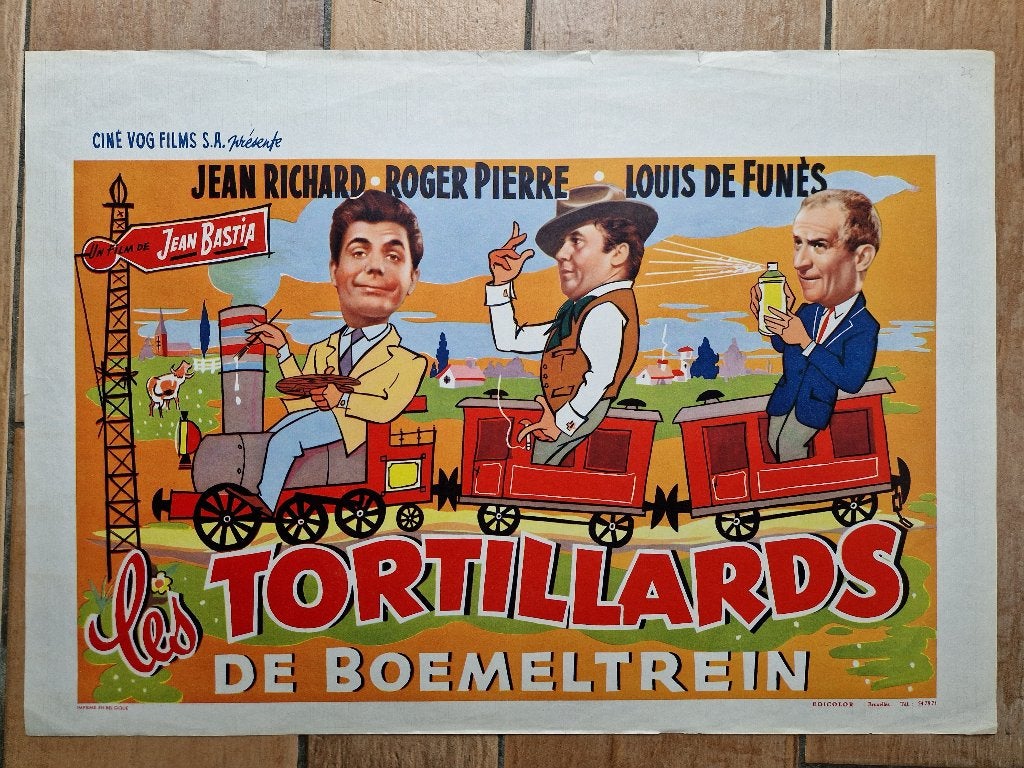 filmaffiche Louis De Funes les tortillards filmposter, Rechthoekig Liggend, Ophalen of Verzenden, Zo goed als nieuw, A1 t/m A3