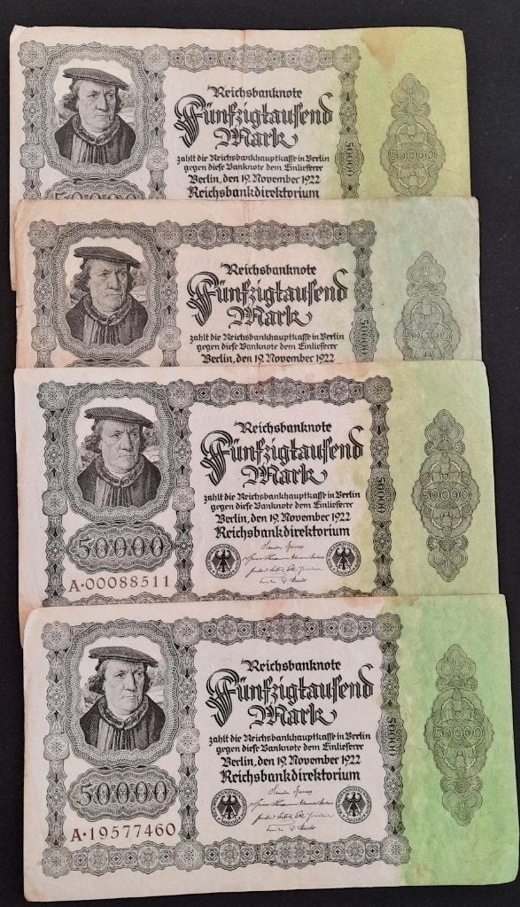 bankbiljet reichsbanknote 50.000 mark, Ophalen of Verzenden, Duitsland, Setje