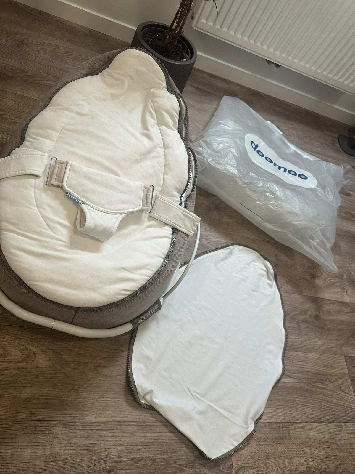 Doomoo zitzak seat'n grow + seat swing, Enlèvement, Comme neuf, Beige, Pouf