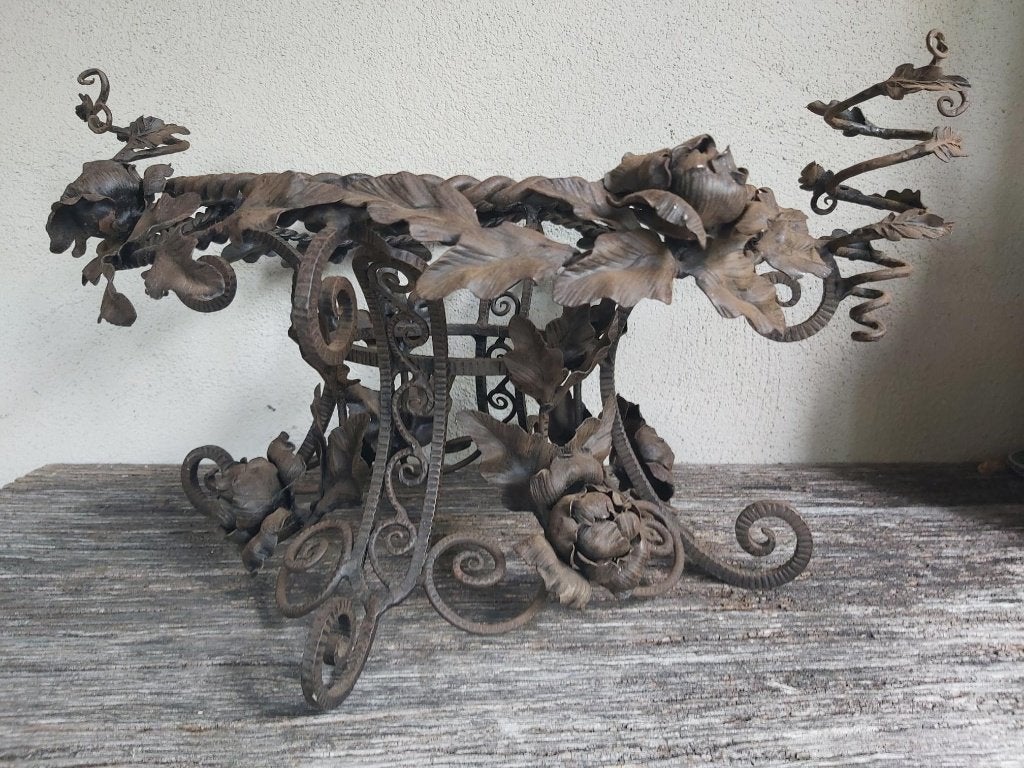 Prachtige antieke smeedijzeren houder stijl Van Boeckel, Ophalen