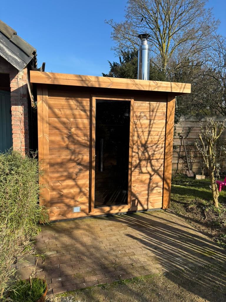 Thermowood buitensauna 200x200 inclusief saunakachel. Sauna, Sports & Fitness, Sauna, Enlèvement ou Envoi