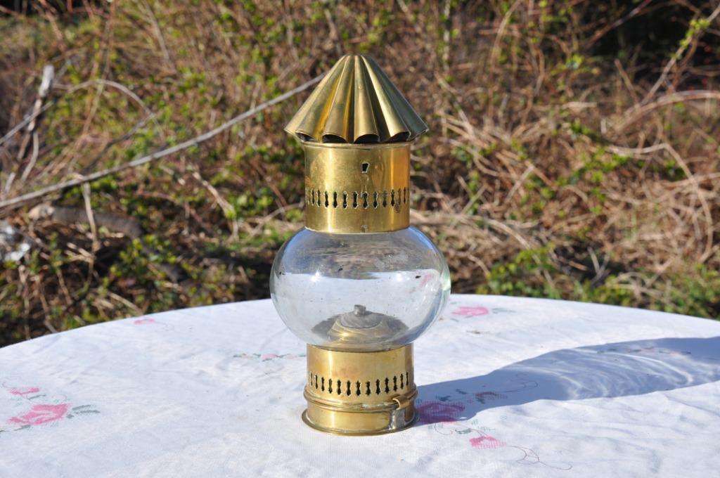 lampe a petrole special cuivre et verre, Antiquités & Art, Enlèvement ou Envoi, Cuivre