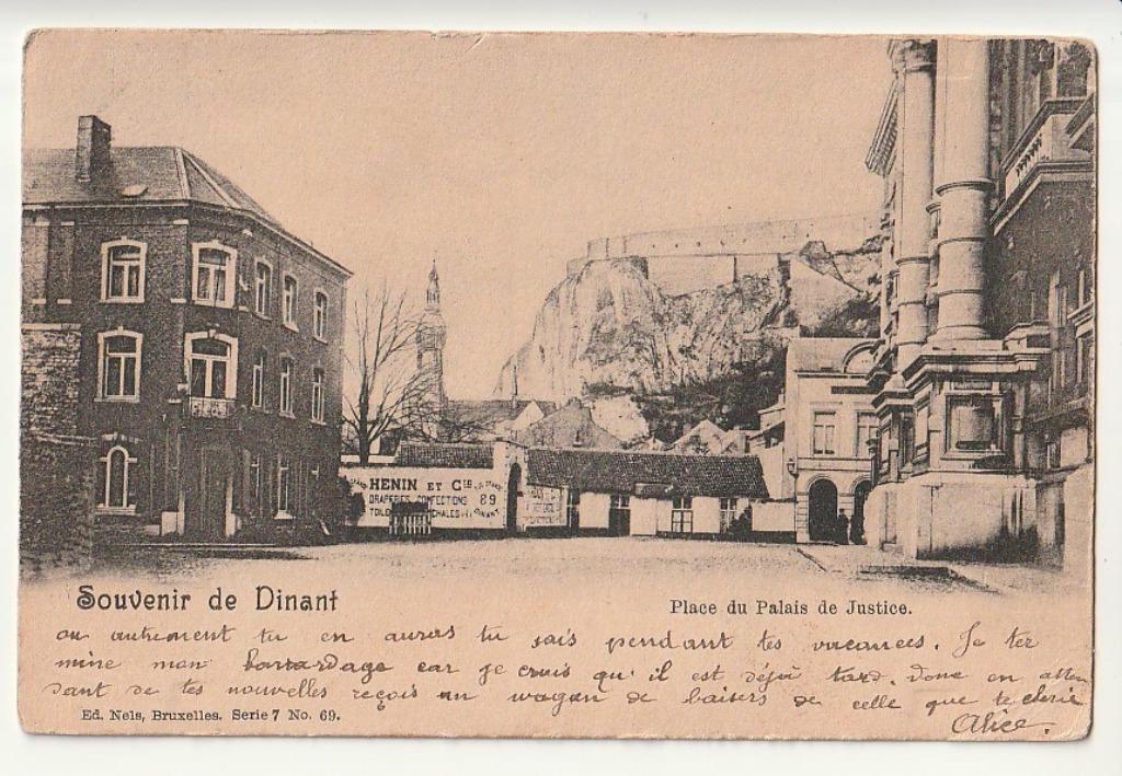 Souvenir de Dinant Place du Palais de Justice (précurseur), Envoi, Affranchie, Namur