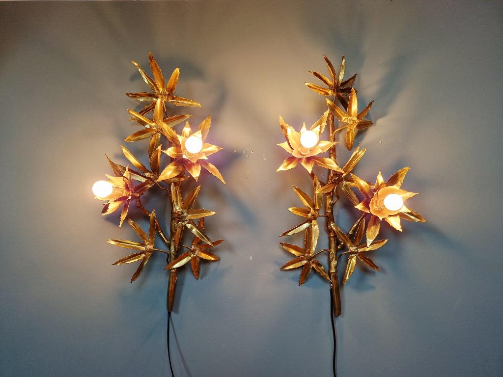 Groot paar koperen bloemenkandelaars, Maison Jansen, Antiek en Kunst, Ophalen