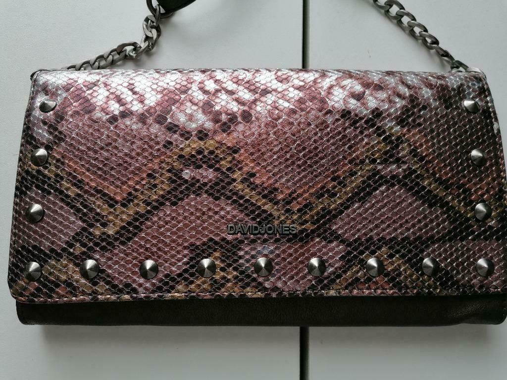Pochette David Jones, Handtassen en Accessoires, Tassen | Damestassen, Ophalen of Verzenden, Zo goed als nieuw, Bruin, Avondtasje