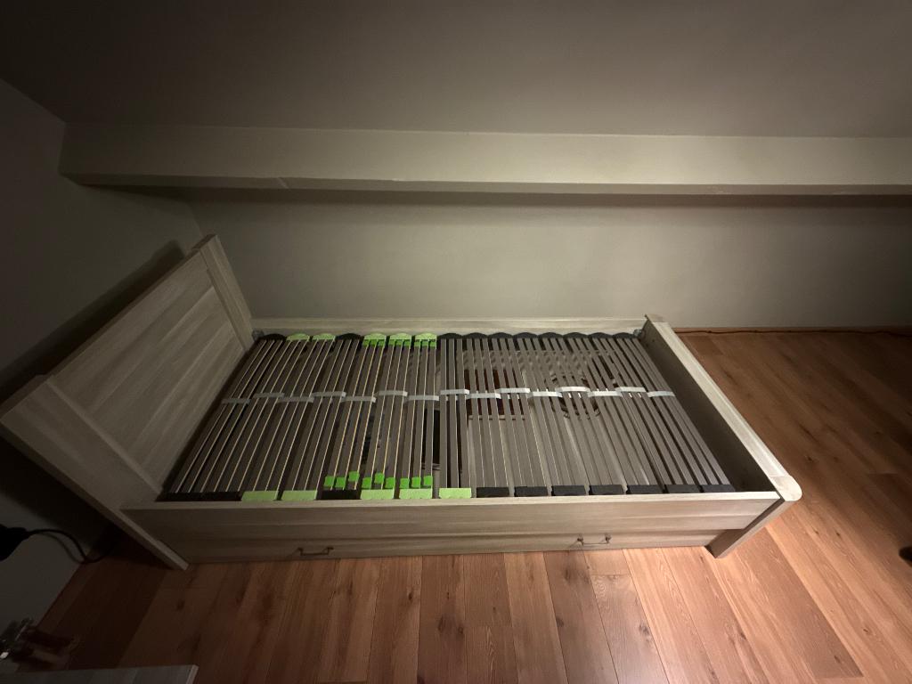 Cadre de lit en bois 90x200, Maison & Meubles, Neuf, 90 cm, Gris, Une personne