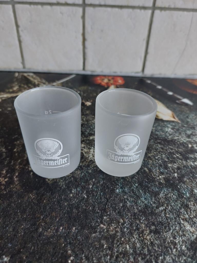 Jagermeister glaasjes, Ophalen of Verzenden, Zo goed als nieuw, Borrel- of Shotglas