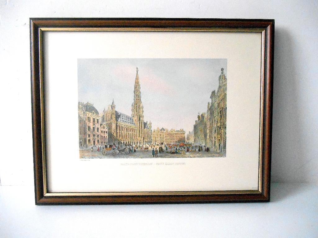 Lithographie de la Grand Place de Bruxelles (H. Borremans), Antiquités & Art, Art | Lithographies & Sérigraphies, Enlèvement ou Envoi