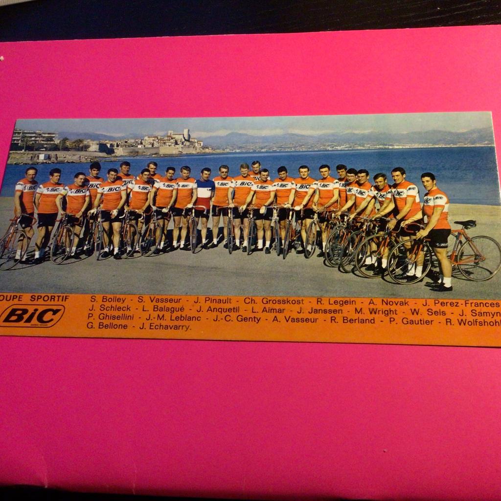 wielerkaart 1969 team bic  jacques anquetil   sels janssen, Verzenden, Zo goed als nieuw
