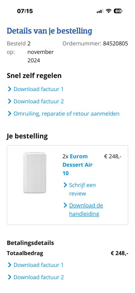 Ontvochtigers, Ophalen, Zo goed als nieuw