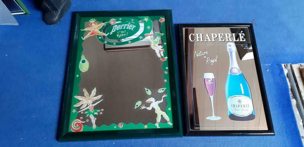 2 reclamespiegels Perrier en Chaperlé, Verzamelen, Ophalen of Verzenden, Zo goed als nieuw, Reclamebord