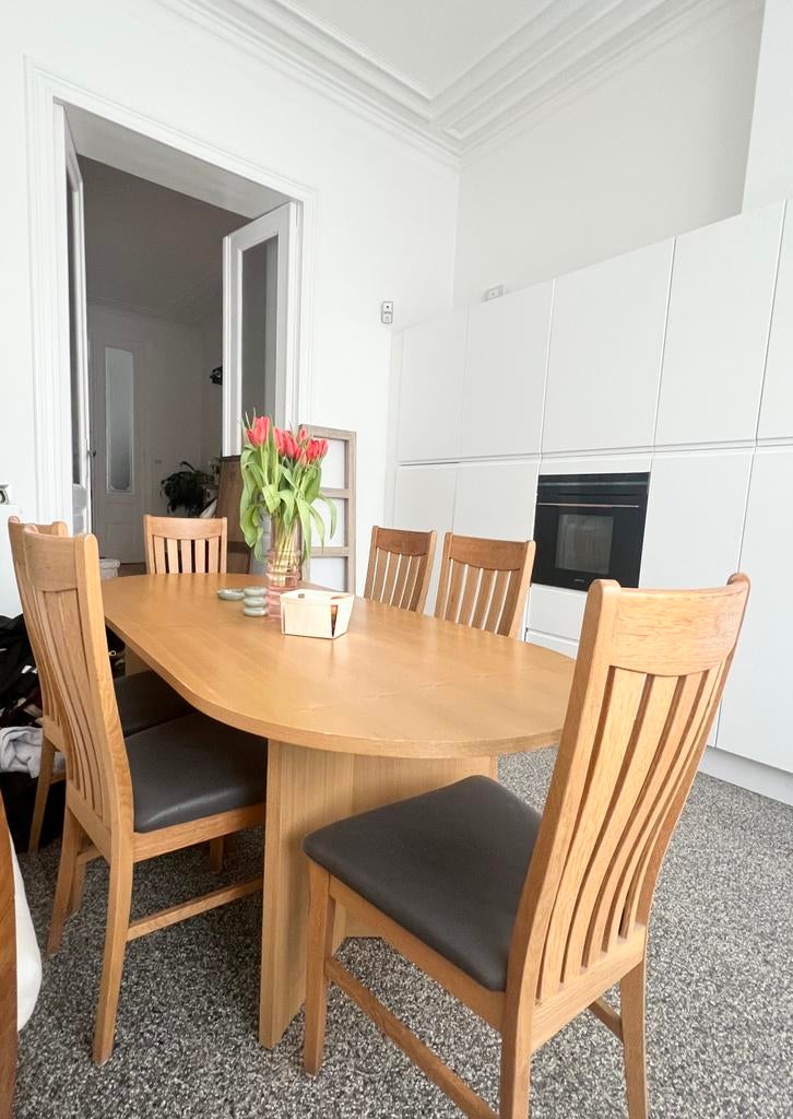 Eettafel westwing + 6 stoelen, Ophalen, Zo goed als nieuw, 4 tot 6 stoelen