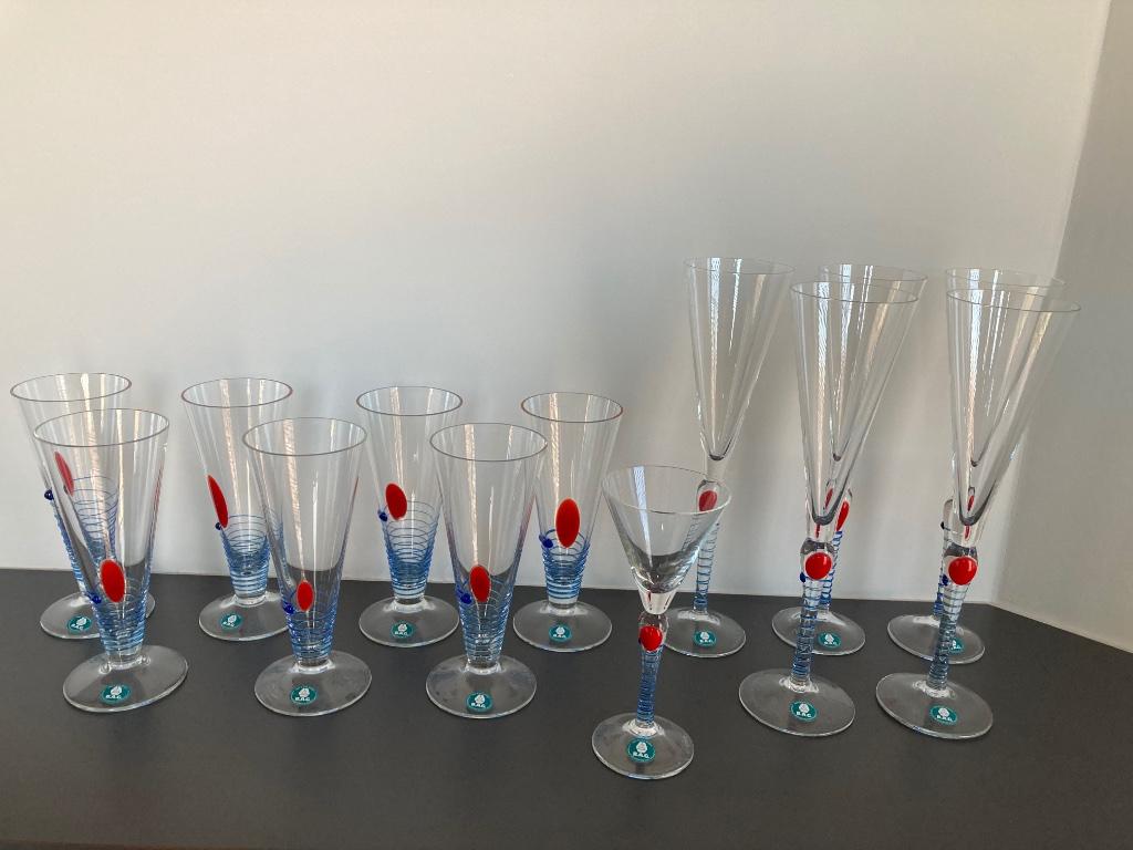 Set van 13 unieke designglazen van B.A.G., Ophalen