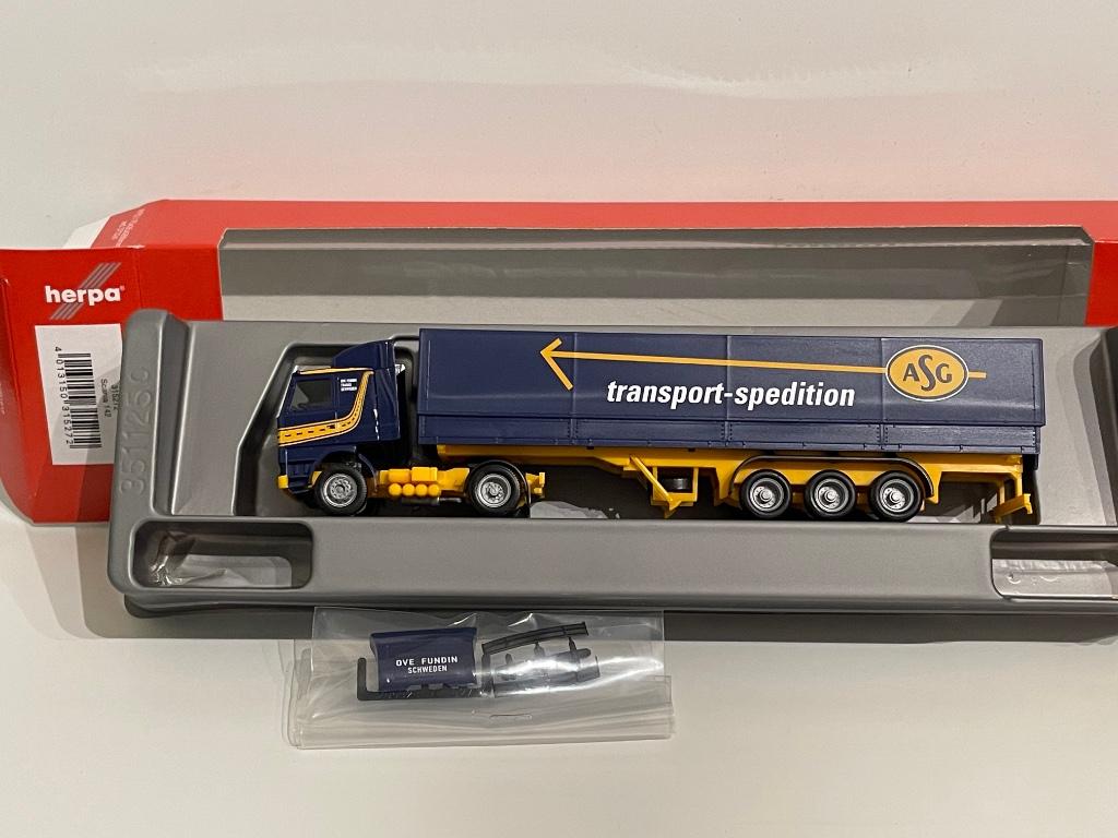 Herpa Scania 142M  ASG 1/87, Ophalen of Verzenden, Zo goed als nieuw, Bus of Vrachtwagen, Herpa