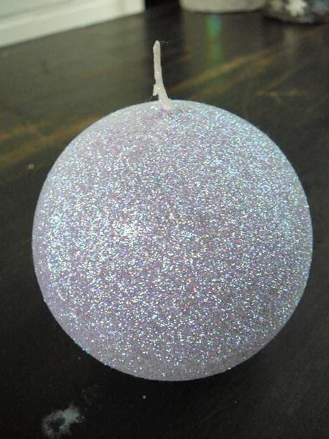 Bougie sphérique de Noël violet lilas avec paillettes, Enlèvement ou Envoi, Neuf