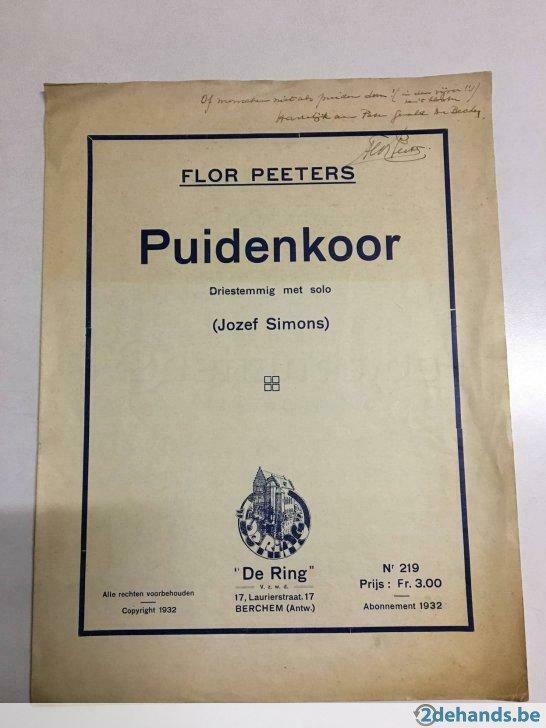 Partituur Flor Peeters - Puidenkoor, Ophalen, Gebruikt, Klassiek