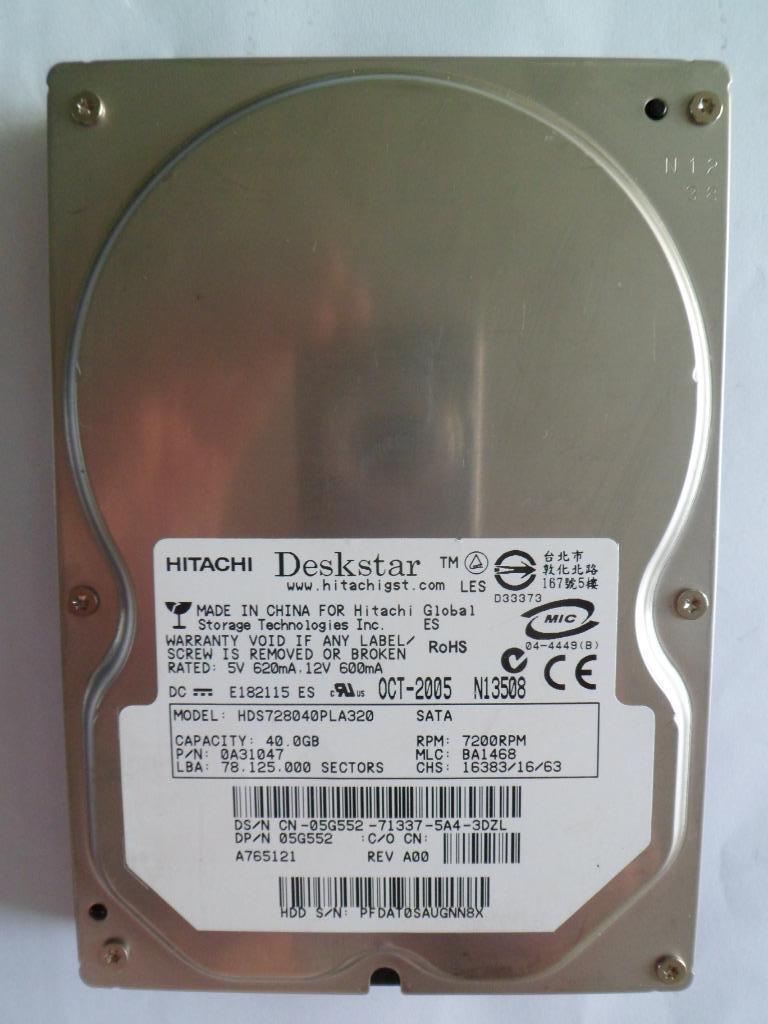 Harde Schijf Hitachi 40GB, 2MB Cache, 3.5Inch, 7200RPM,, Computers en Software, Harde schijven, Gebruikt, Intern, HDD, SATA, Ophalen of Verzenden