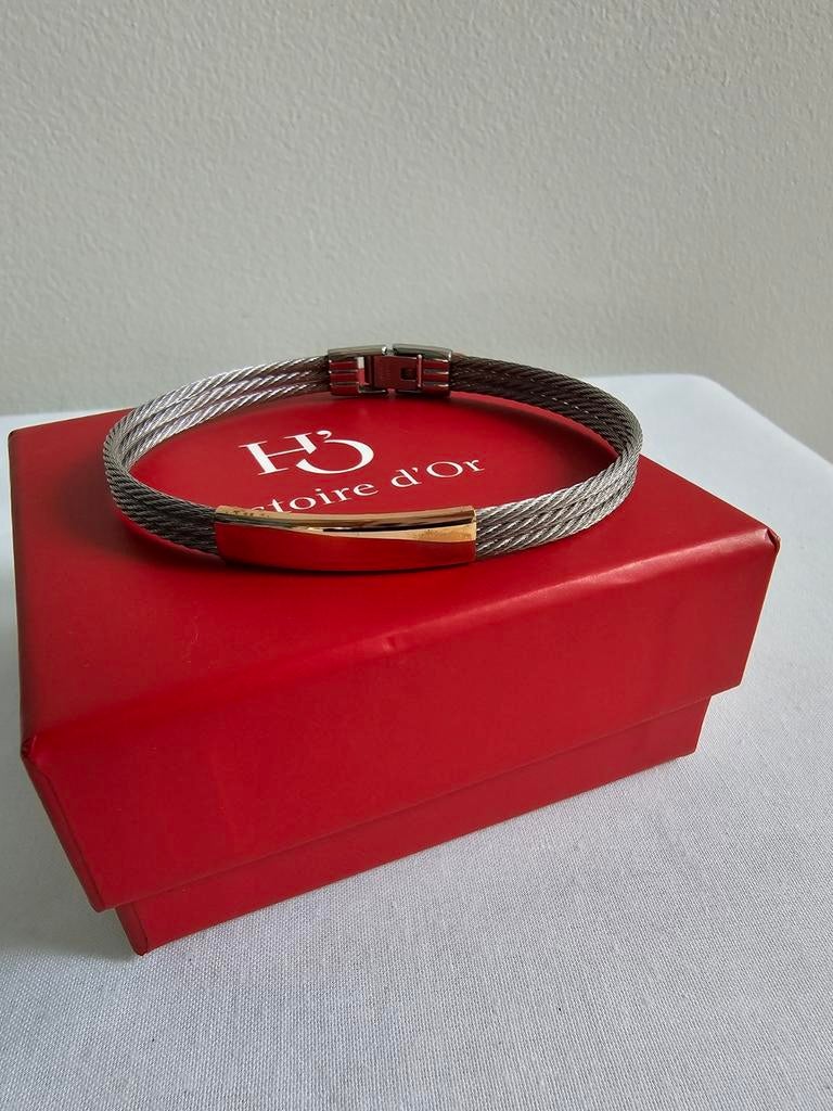 Bracelet Homme / Jourdan / Acier bicolore, Enlèvement ou Envoi, Utilisé, Argent, Acier