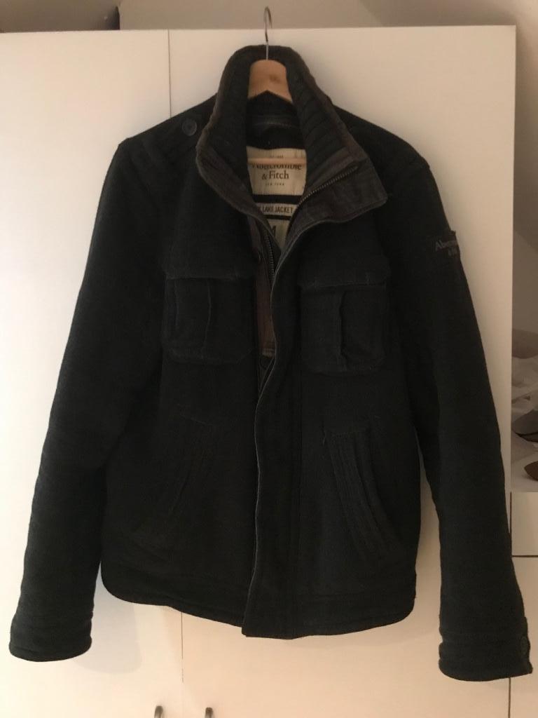 Abercrombie warm gevoerde herfst winterjas zeer donkergrijs, Maat 48/50 (M), Ophalen of Verzenden, Abercrombie & Fitch, Grijs