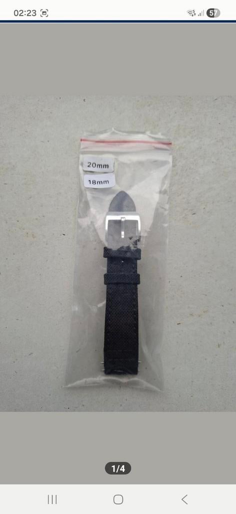 Bracelet montre de qualité Ellit textile canvas noir 20mm, Enlèvement ou Envoi
