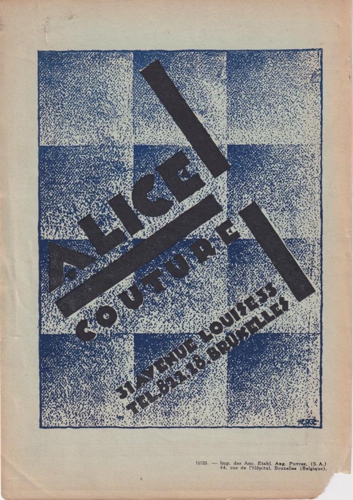 Hergé, publicité pour Alice Couture (1928), Enlèvement ou Envoi, Utilisé, Autres types