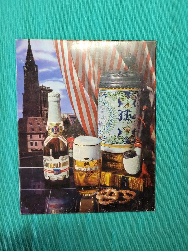 oude vintage Kronenbourg-reclame, Verzamelen, Ophalen of Verzenden, Gebruikt, Reclamebord