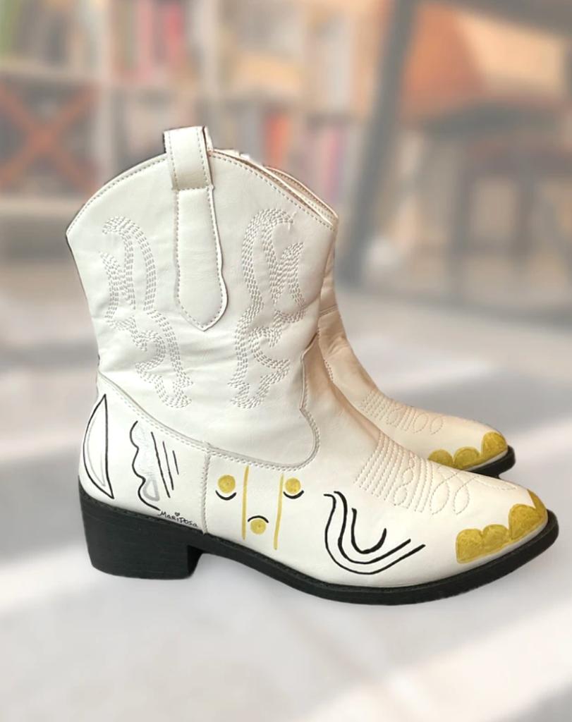Bottes de cowboy blanches uniques (taille 41) NOUVEAUTÉ, Neuf, Enlèvement ou Envoi, Boots et Botinnes, Blanc