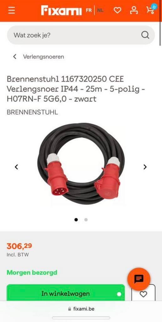 H07RN-F 5G6 Kracht stroomkabel 25Meter, Ophalen, Zo goed als nieuw