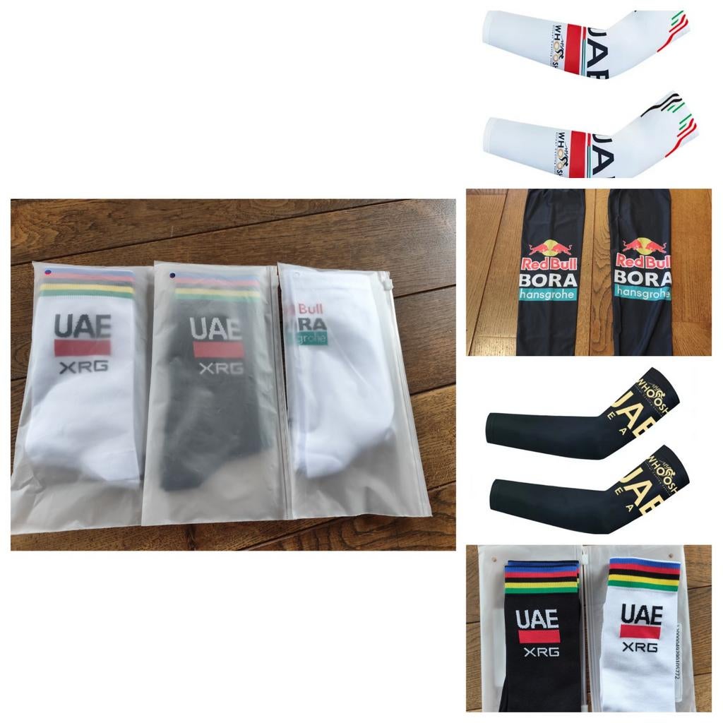 Lichte mouwen en nieuwe sokken Team UAE, Red Bull Bora, Ophalen of Verzenden, Nieuw