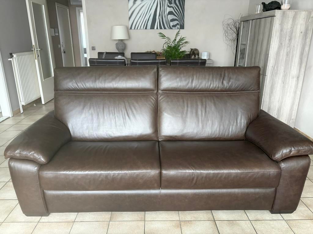 Leren zetel, 200 à 250 cm, Banc droit, Comme neuf, Enlèvement