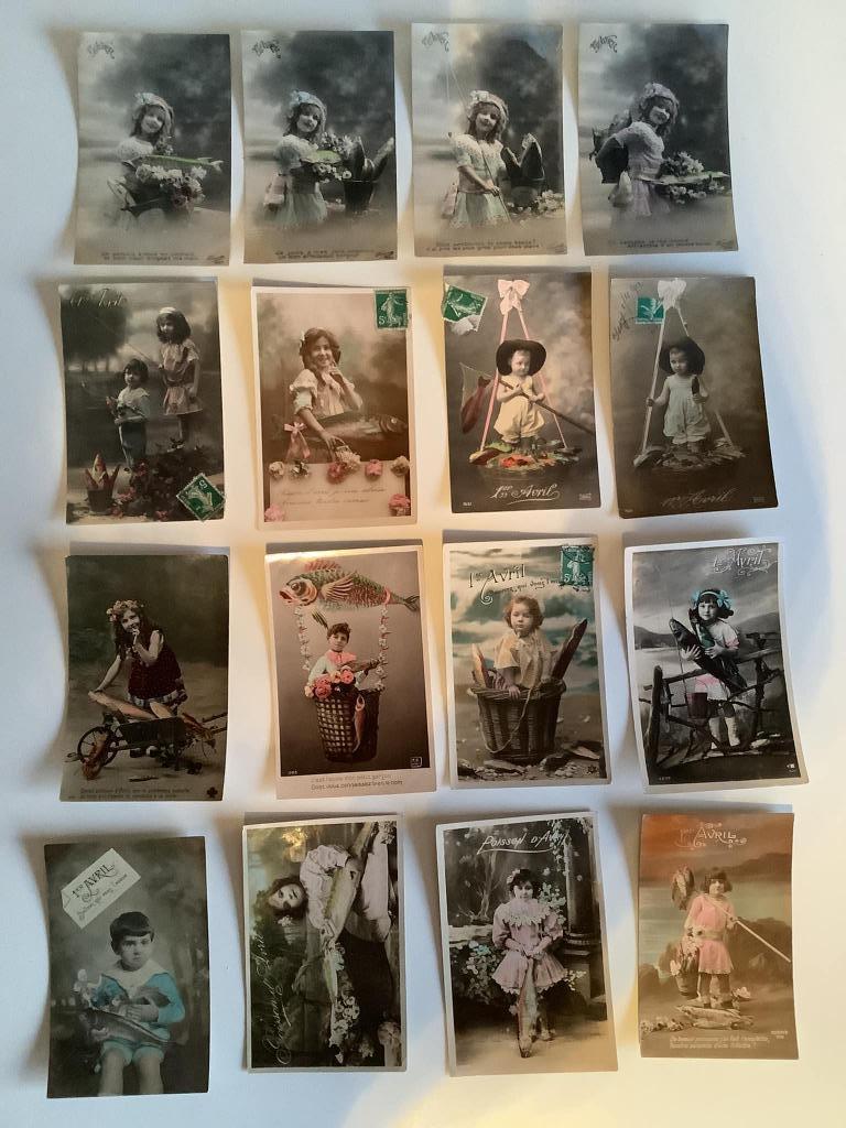 Boîte gratuite de 16 cartes Art Nouveau pour le 1er avril po, Enlèvement ou Envoi, Avant 1920, (Jour de) Fête