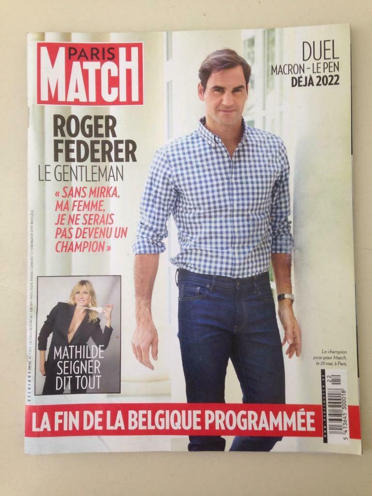 Paris Match Roger Federrer / Belgique / Mathilde Seigner, Enlèvement ou Envoi, Comme neuf