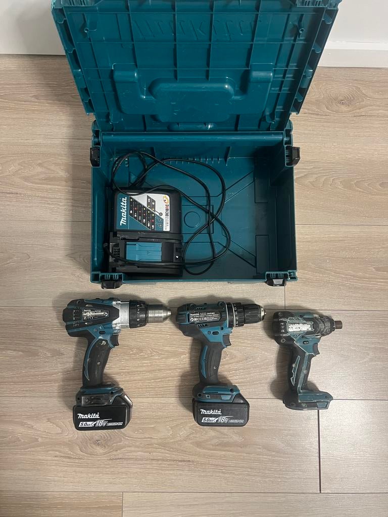 Makita DHP482 DHP 458 DTD 129 Perceuse visseuse à percussion, Doe-het-zelf en Bouw, Gereedschap | Boormachines, Ophalen, Zo goed als nieuw