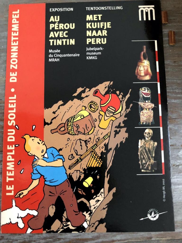 Ansichtkaart met Kuifje in Peru Tentoonstelling 2003, Verzamelen, Ophalen of Verzenden, 1980 tot heden, Ongelopen, Brussel (Gewest)